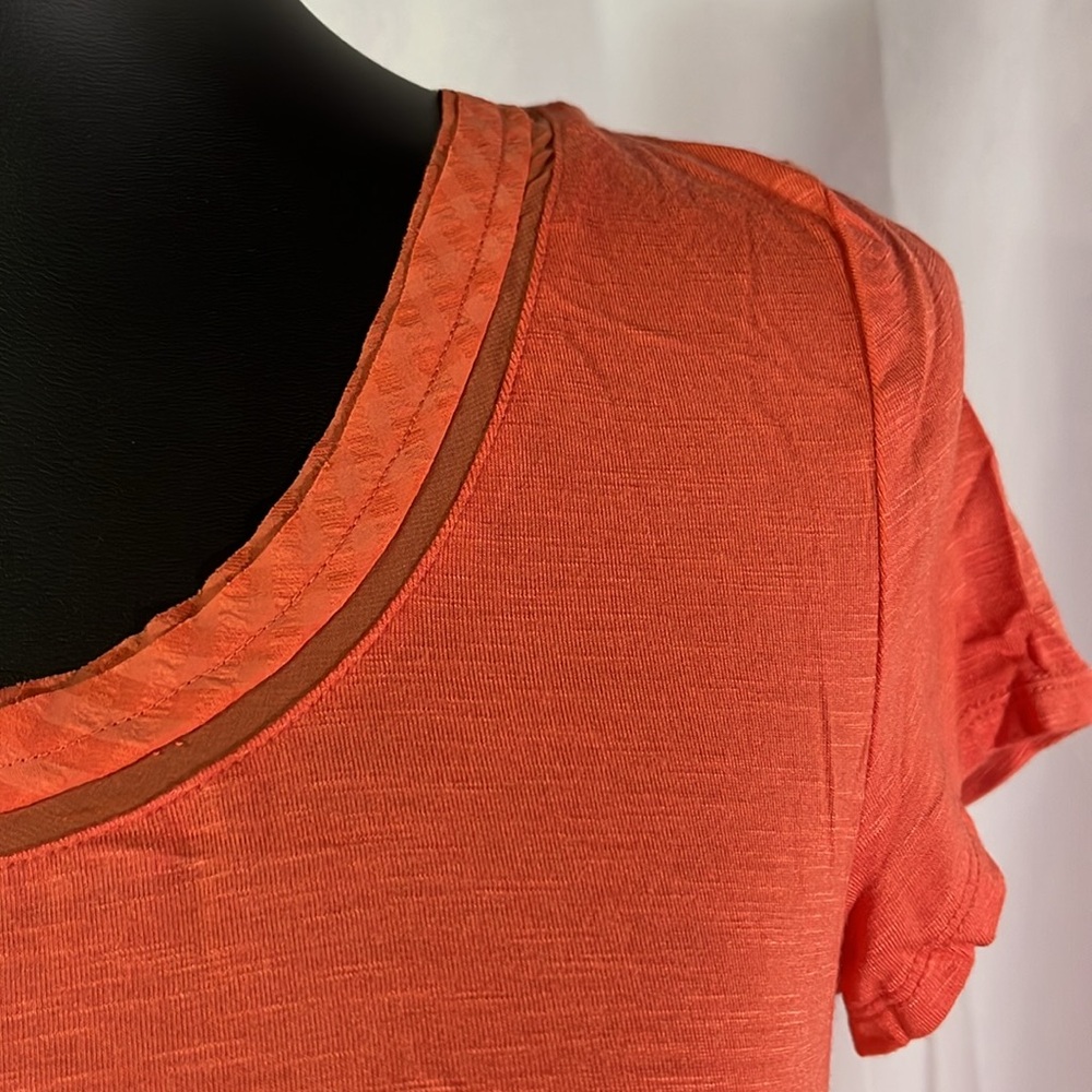 NWT Anthropologie Deletta Orange Gingham Mixed Media High Low Top - Picture 6 of 16